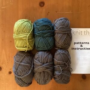 DESTASH Bundle of 6 Hanks of Yarn 277 grams Gray Green Teal Heavy Dk or Worsted